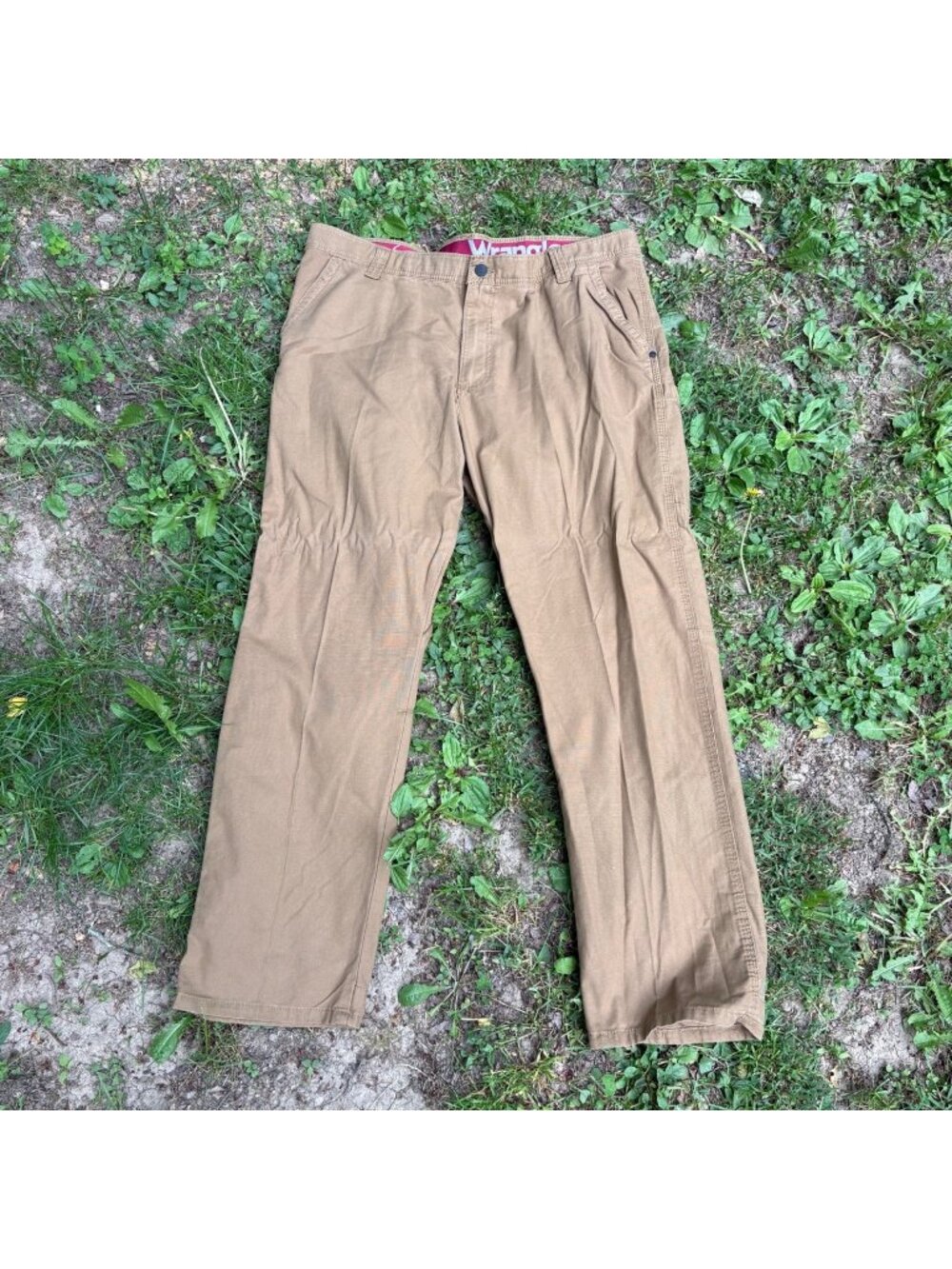 Wrangler Mens Khaki Pants 40x30 Cotton Blend Relaxed Fit‎ Durable Casual Wear